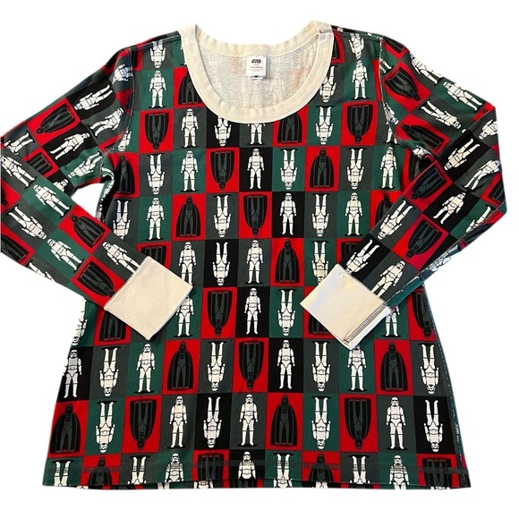 Hanna Andersson Unisex Red & Green Pajama Set Star Wars Winter Design Size Large - Picture 2 of 9